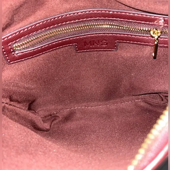 Mango Burgundy Shoulder Bag with Gold Accents - Picture 7 of 8